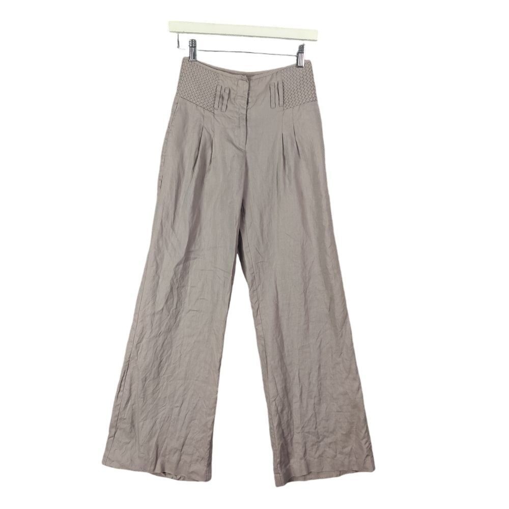 Reiss Womens Boho Coastal Linen Wide Leg Trousers Size 0 Lavender High Rise